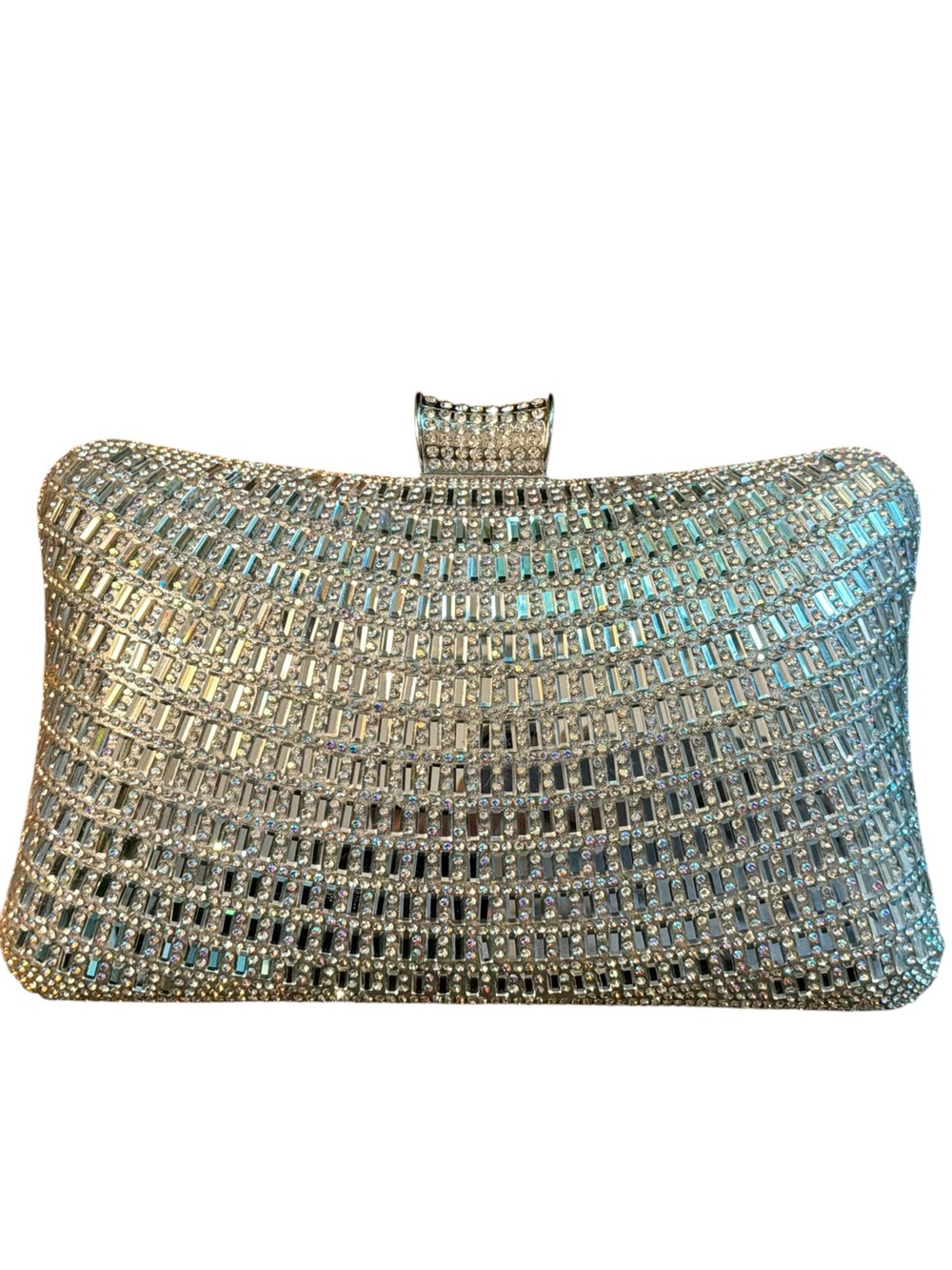 DSW Silver Metallic Hard Shell Clutch Shoulder Bag